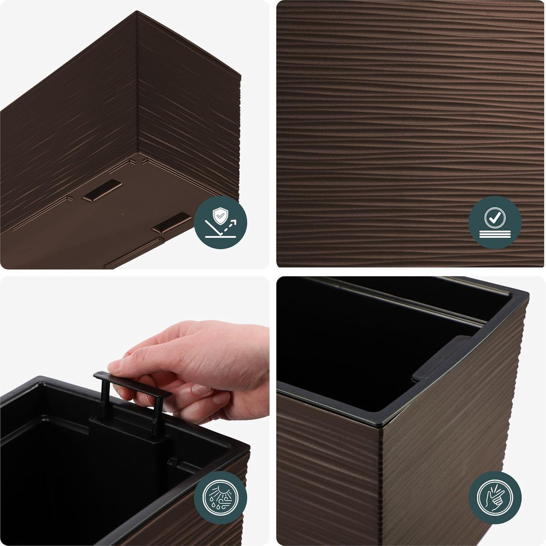 KADAX Blumenkasten aus Kunststoff, 18,5x56 cm, Pflanzkasten mit Einsatz, wetterfester Balkonkasten,