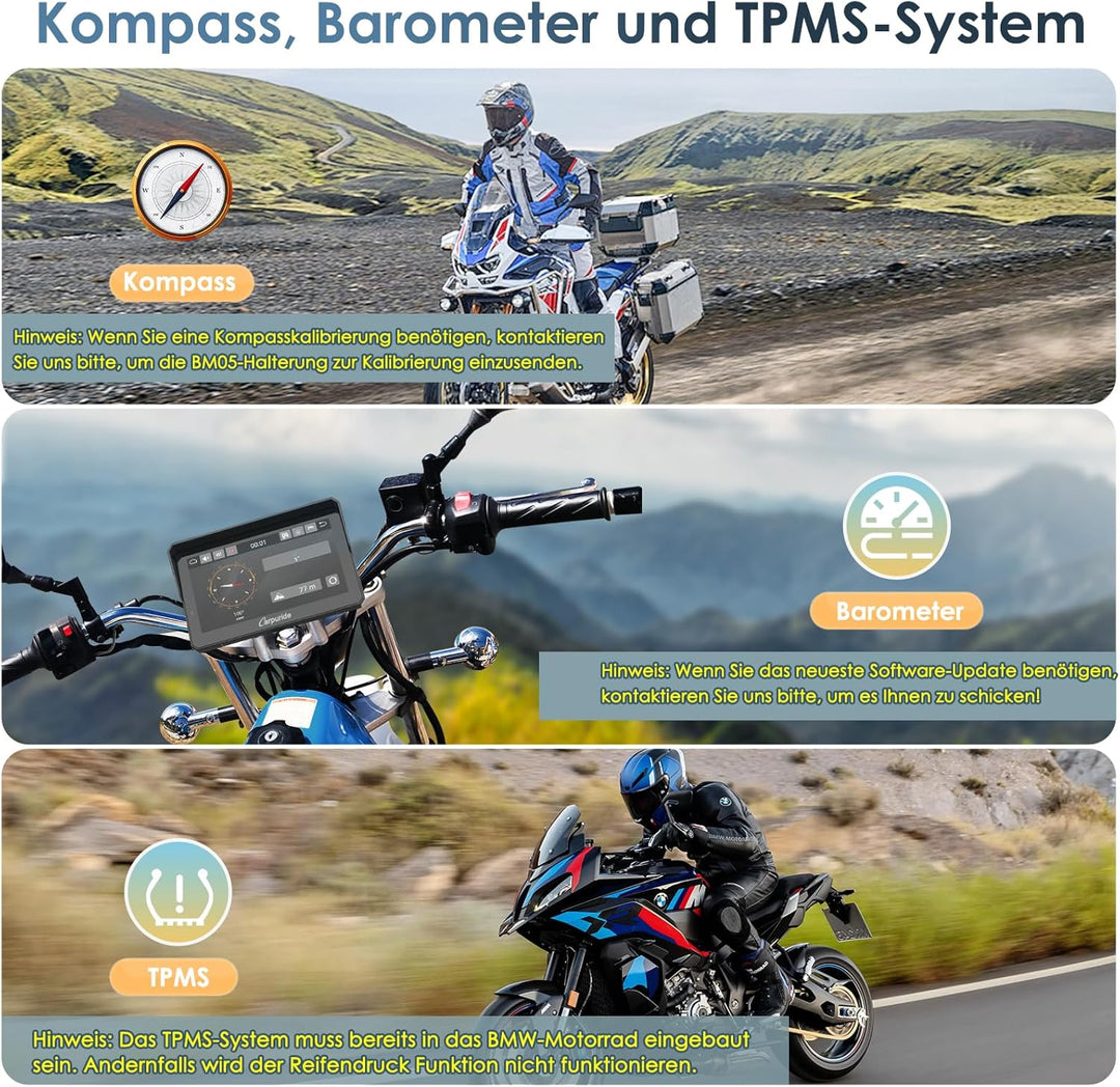 Carpuride W702BS Pro Motorrad Carplay Bildschirm mit BMW Wonder Wheel für BMW Motorrad, Kabelloses C