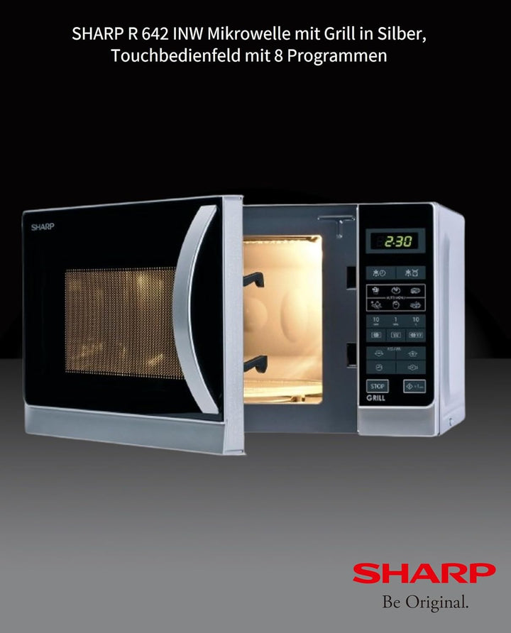 Sharp R642INW 2-in-1 Mikrowelle mit Grill / 20 L / 800 W / 1000 W Quarzgrill / 8 Automatikprogramme