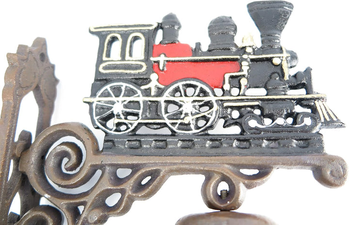 Clever-Deko Gartenglocke Wandglocke ROT Eisenbahn DAMPFLOK Zug LOKOMOTIVE Gusseisen Eisen Eisenglock