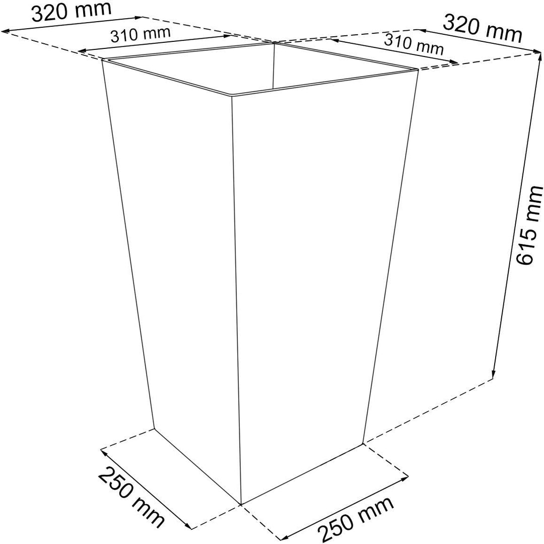 Prosperplast Blumentopf Rato Square (Rattanoptik, herausnehmbarer Einsatz, 32,5x32,5x61 cm, 49 l, mo