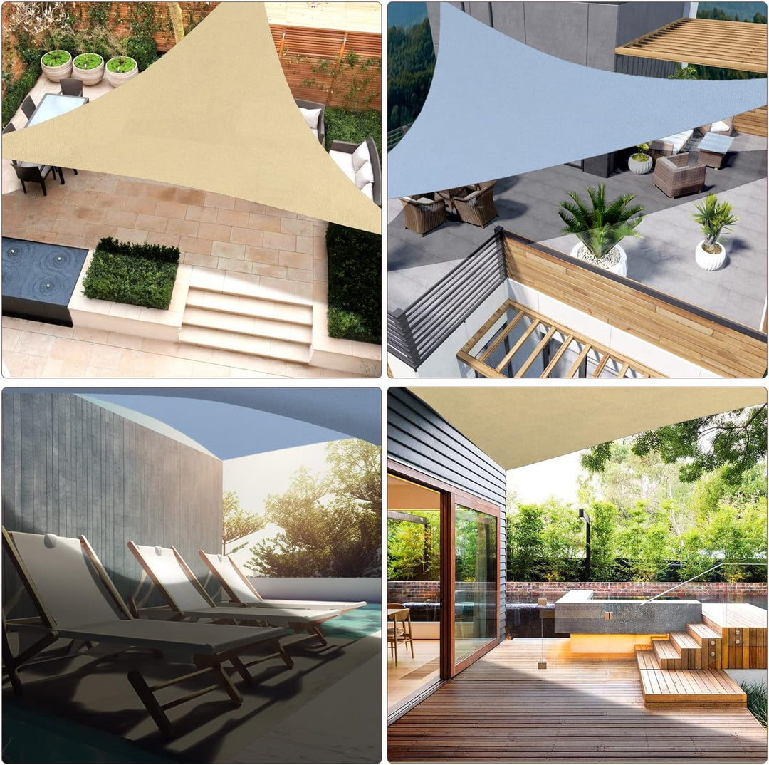 PHYLES Sonnensegel Dreieck Wasserdicht 3x3x3m, Sonnenschutz UV Schutz Windschutz Segel für Balkon Ga