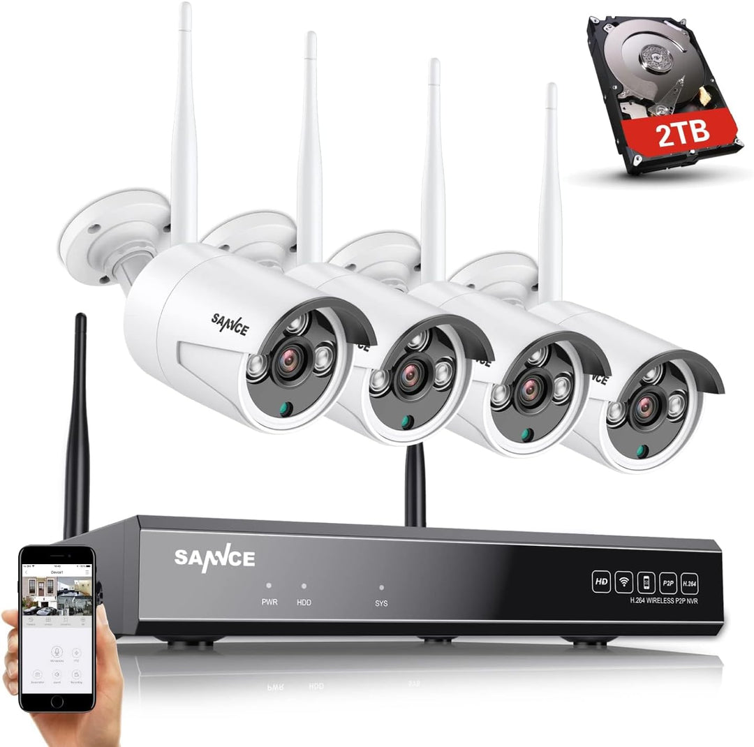 SANNCE Überwachungskamera Set mit Monitor 4CH 5MP NVR und 4x 3MP WiFi Kameras Aussen WLAN Überwachun