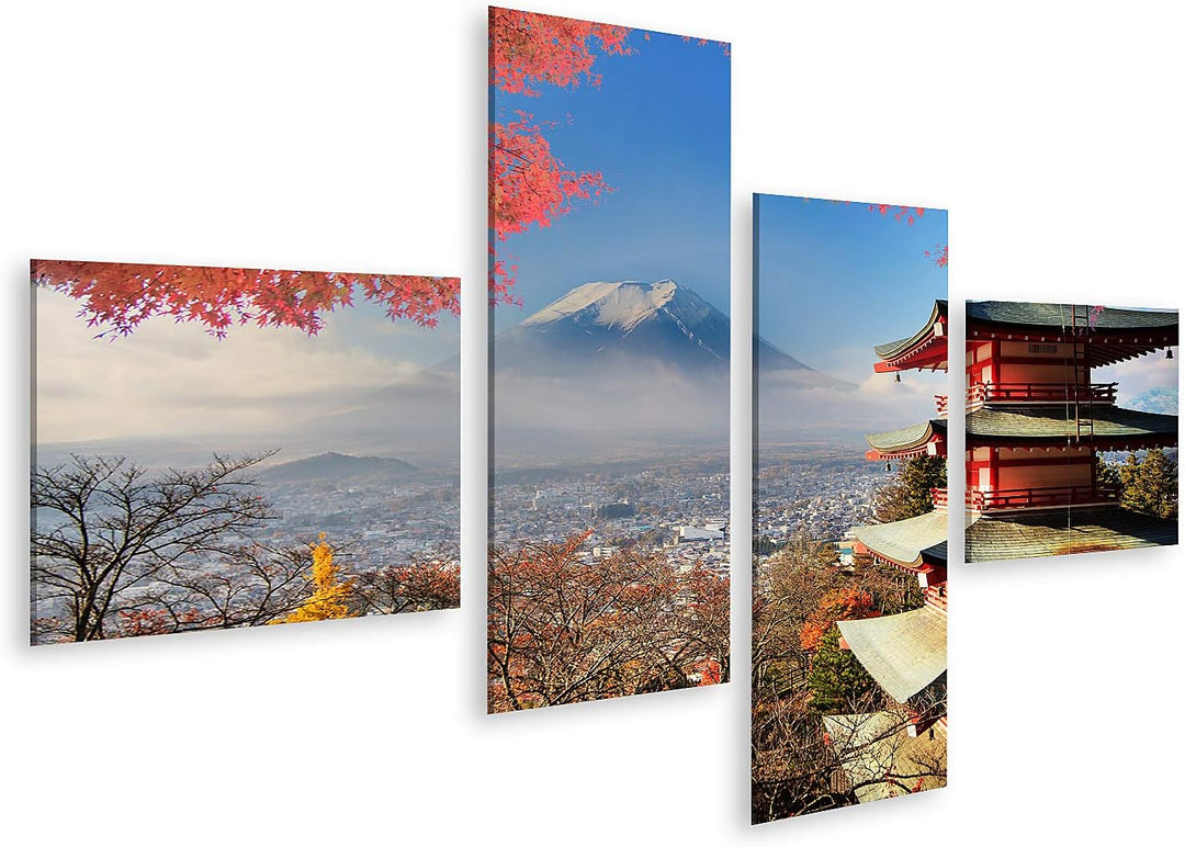 islandburner Bild auf Leinwand Berg Fuji Herbstfarben Japan Bilder Wandbilder Poster Leinwand 150x80