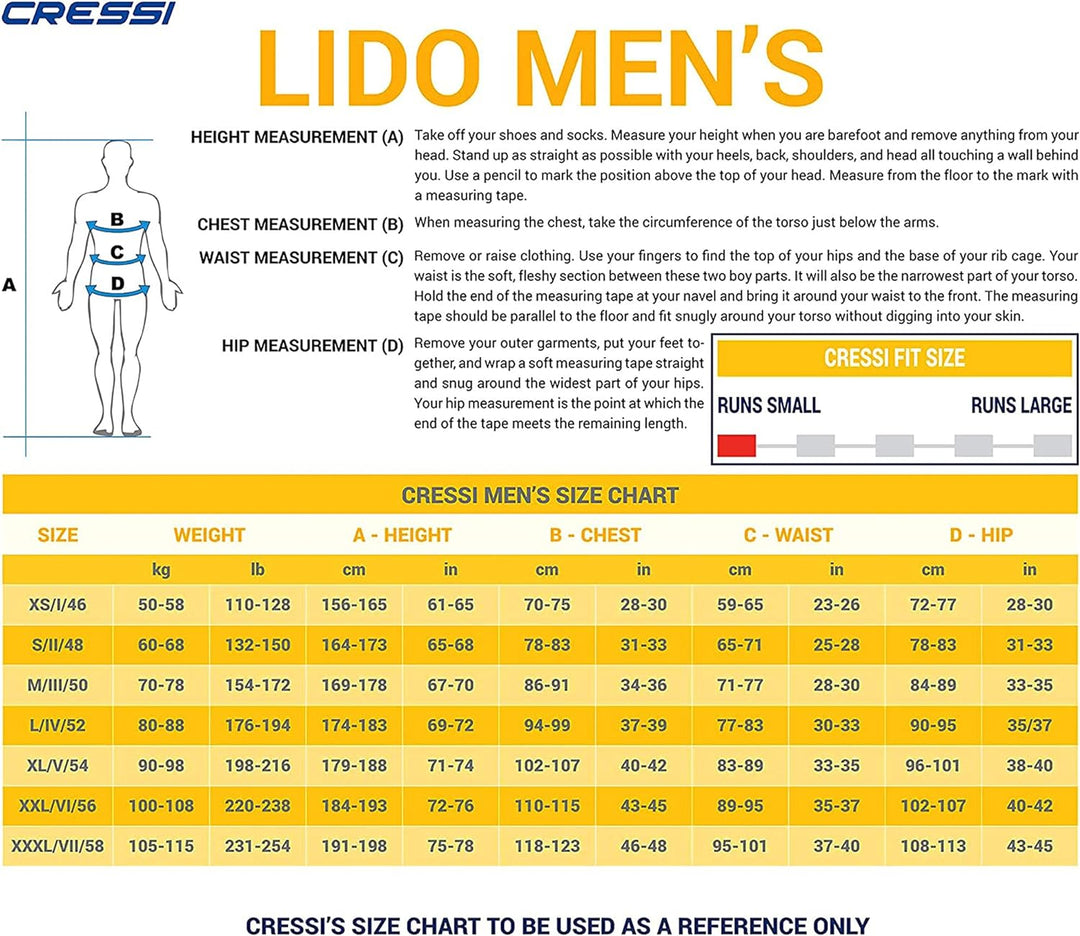 Cressi Lido Man - Shorty Neopren High Stretch 2 mm Neoprenanzug für Herren Schwarz - Orange L-4, Sch