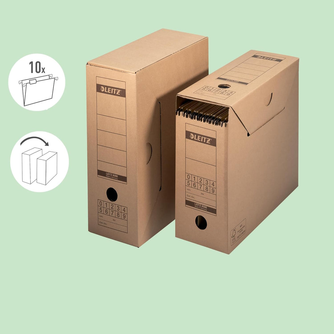 Leitz Premium Archiv-Schachtel mit Verschlusslasche, 120 mm Rückenbreite, Aktenkarton A4, Aufbewahru