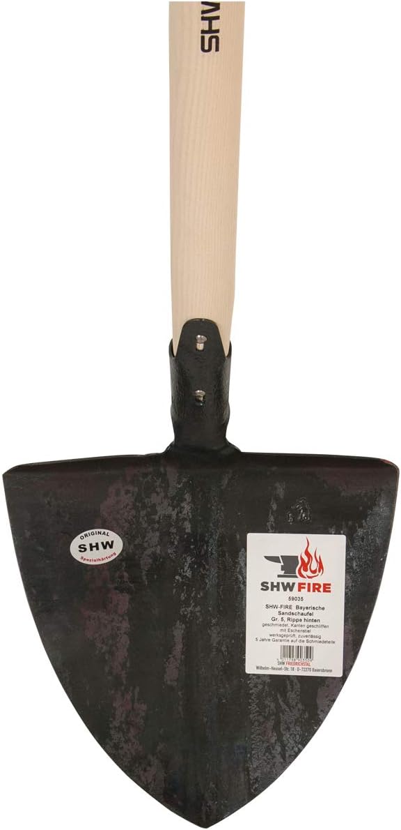 SHW-FIRE Sandschaufel - Geschmiedeter Stahl und Langer 130 cm Holzstiel - Ideal zum Aufnehmen und Fo