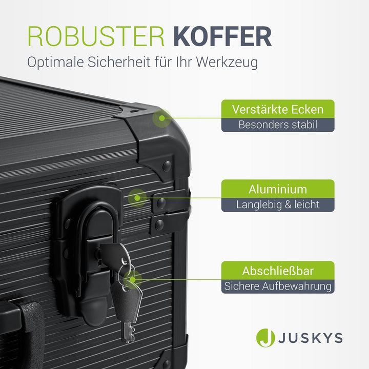 Juskys Werkzeugkoffer - 1200 teilig Werkzeug, Werkzeugtrolley gefüllt, Werkzeugkiste, Set, Rollen