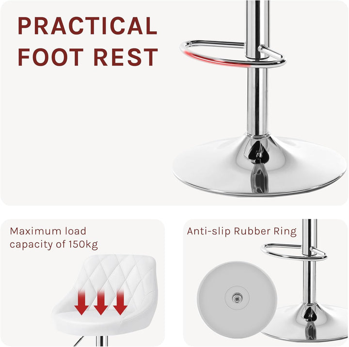 WOLTU BH23ws-1 1er Barhocker Barstuhl, leichte reinige Kunstleder, Gute gepolsterte Sitzfläche, Höhe