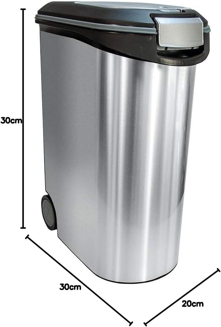 Curver Futter-Container 20kg I 54L Metal, schwarz/Silber, 49,3 x 27,8 x 60,5 cm, 1 Stück (1er Pack)