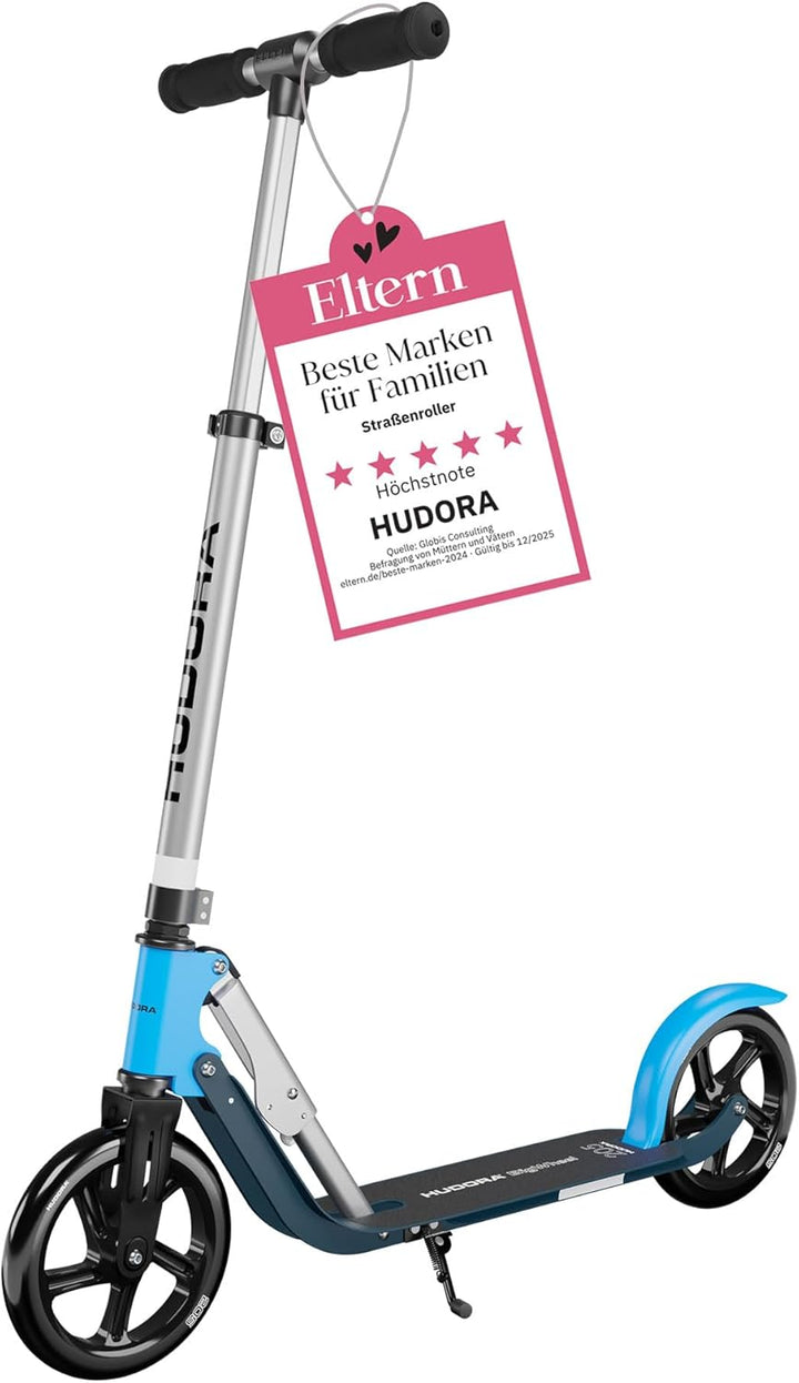HUDORA BigWheel Pure Scooter - Stabiler Aluminium-Roller mit Ständer - Höhenverstellbarer & zusammen