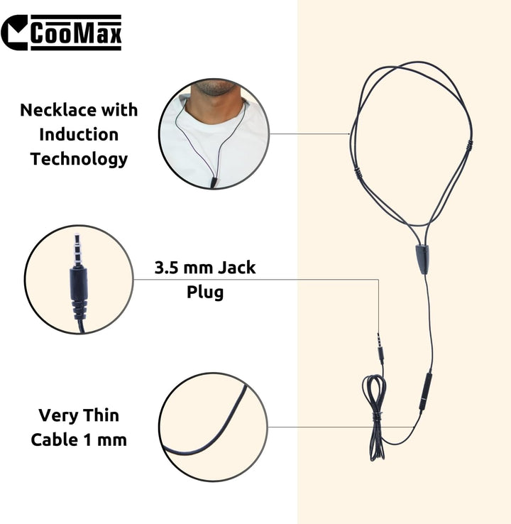 CooMax Spion Kopfhörer Kabellos VIP Pro Unsichtbare Kopfhörer mit Mikrofon Handy für Prüfung - Mini