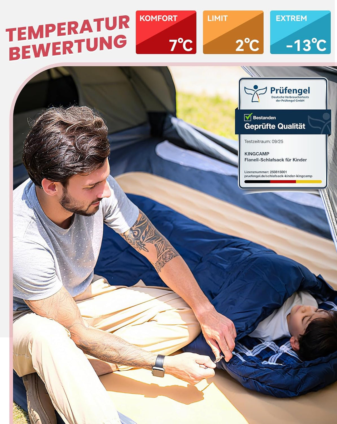 KingCamp Kinderschlafsack Schlafsack Winter Warmer Deckenschlafsack 3-4 Jahreszeiten für Kinder beim