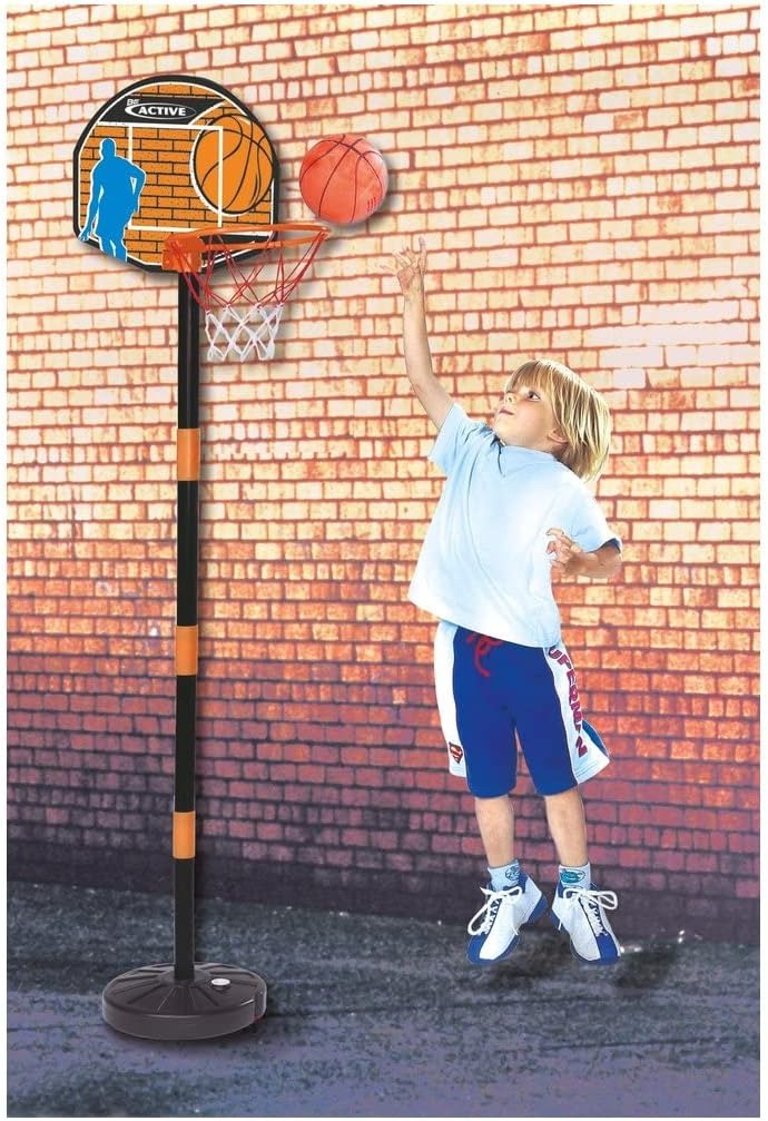 Simba 107407609 - Basketball Set mit Ständer, Brett 40x31cm, Korb mit Netz 24cm, Ball 16cm, höhenver