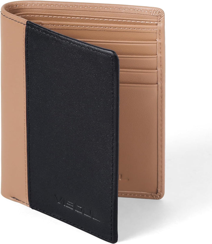 VISOUL Echt Leder Geldbörse Herren mit RFID Schutz Portemonnaie Gross mit Münzfach 10 Fächer Echtled