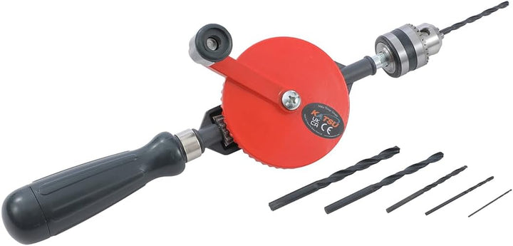 KATSU Handbohrmaschine, 1/4" (0,6-6mm) Kapazität Präzisionsfutter Doppelritzel Manuelle Bohrmaschine