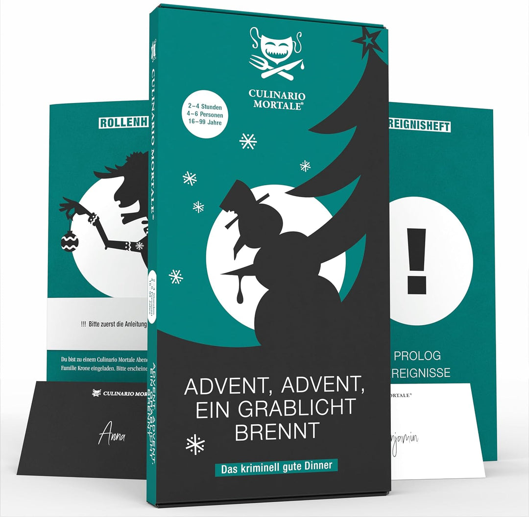 CULINARIO MORTALE® – Krimidinner für Zuhause 4 bis 6 Personen - Advent, Advent, EIN Grablicht brennt