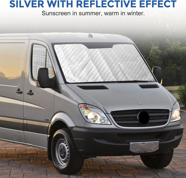 Thermomatte Fahrerhaus Innen für Mercedes Sprinter 2006-2019, 3 Stk Wasserdicht UV-Proof Sonnenschut