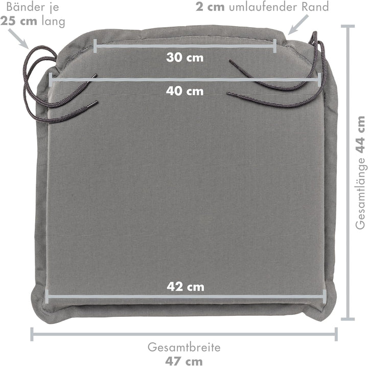Traumnacht Komfort 4er Set Stuhlkissen/Sitzkissen Outdoor rot, Bezug abnehmbar, mit Eckbändern, 44 x