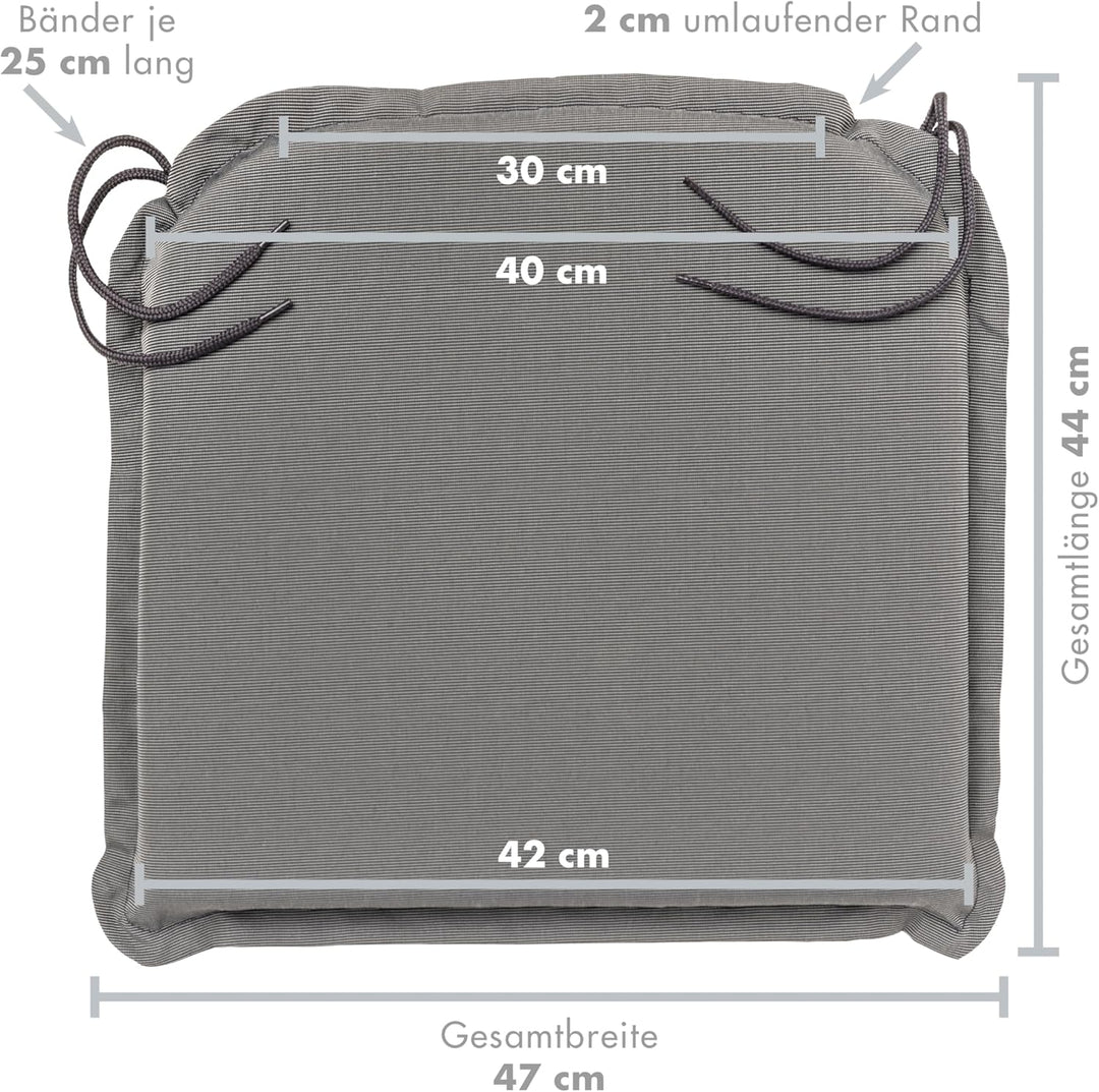 Traumnacht Komfort 4er Set Stuhlkissen/Sitzkissen Outdoor taupe, Bezug abnehmbar, mit Eckbändern, 44