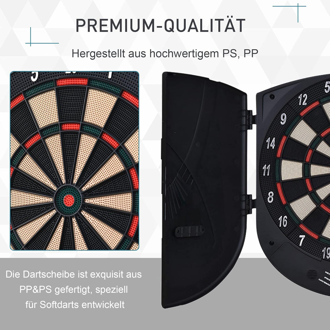 HOMCOM Elektronische Dartscheibe mit Tür Soundeffekte Dartboard Dart-Set mit automatische Wertung 6