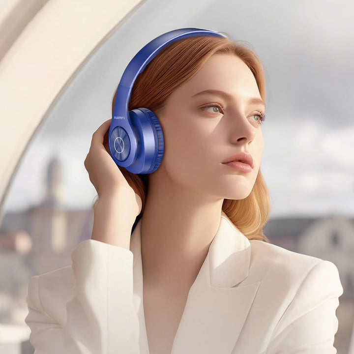 TUINYO Bluetooth-Kopfhörer Over Ear Hi-Fi Stereo Headset drahtloser Kopfhörer mit tiefen Bässen, wei