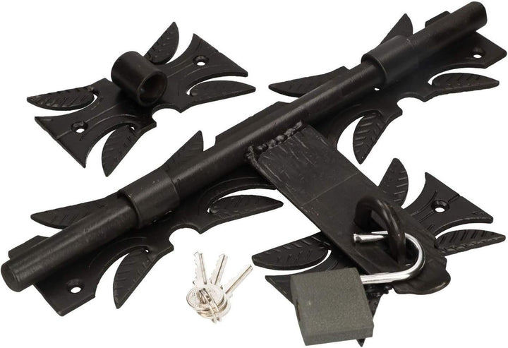 KOTARBAU Torriegel 320 mm mit Vorhängeschloss Bolzenriegel Torschieber Pulverbeschichtet Schwarz Sch