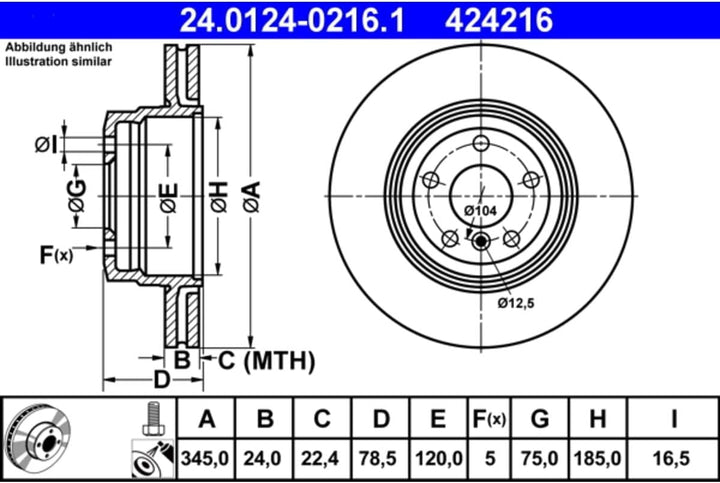 ATE 24.0124-0216.1 Bremsscheibe - (Paar)