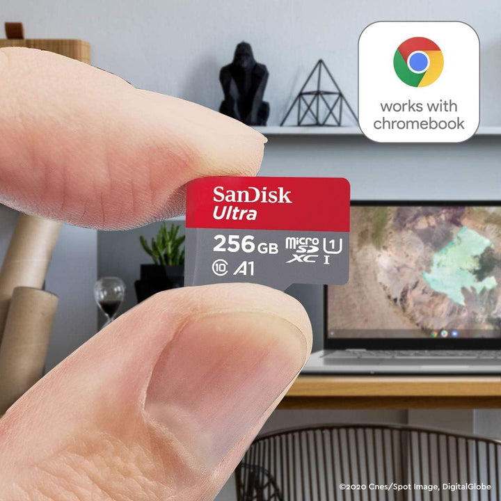 SanDisk Ultra 256 GB microSDXC UHS-I-Karte für Chromebook mit SD-Adapter (Für Smartphones und Tablet