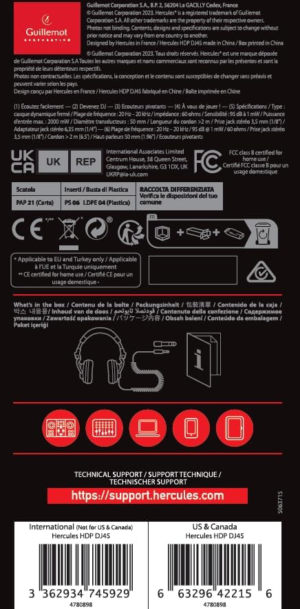 Hercules HDP DJ45 - Geschlossene DJ-Kopfhörer., Hercules HDP DJ45