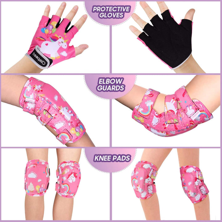 CLISPEED Kniesch¨¹tzer f¨¹r Kinder, Knie- und Ellbogensch¨¹tzer f¨¹r Kinder mit Fahrradhandschuhen f