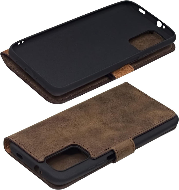 Suncase Book-Style Hülle kompatibel mit Xiaomi Poco M3 Leder Tasche (Slim-Fit) Lederhülle Handytasch