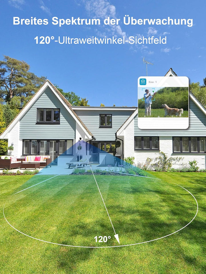 virtavo 2K Überwachungskamera Aussen Akku WLAN HD Kabellos Kamera, Nachtsicht WiFi Outdoor,aussen/in