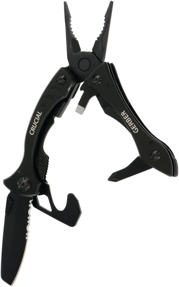 Gerber Multi-Tool mit 9 Funktionen und Gürtel-Clip, Crucial, Mit Gurtschneider und Liner-Lock-Verrie