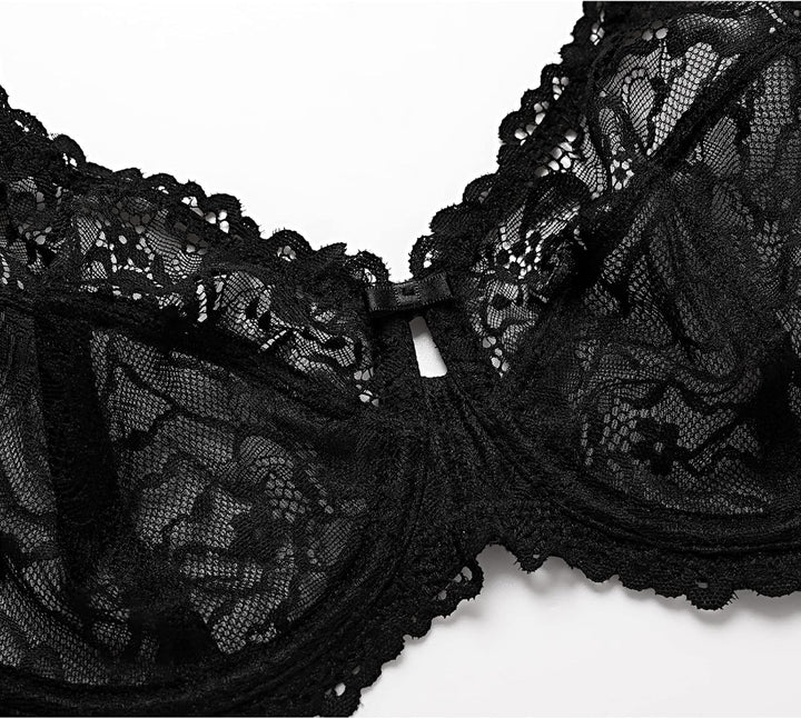 DELIMIRA Damen Minimizer BH Grosse Grössen ohne Polster Vollschalen mit Spitze 75F Schwarz, 75F Schw