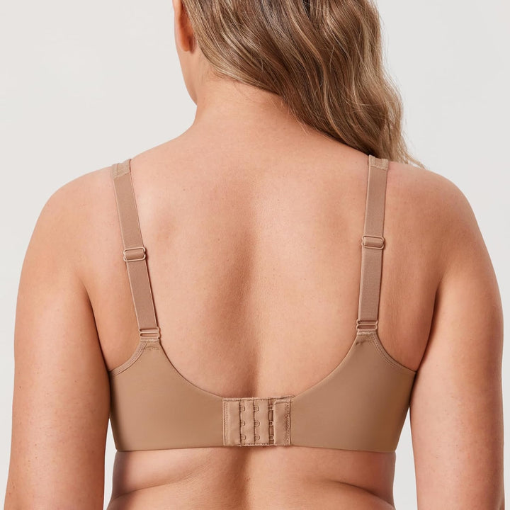 DELIMIRA Damen T Shirt BH mit Bügel Vollschalen Nahtlose BH Grosse Grössen Gepolstert 80D Kiesbeige,