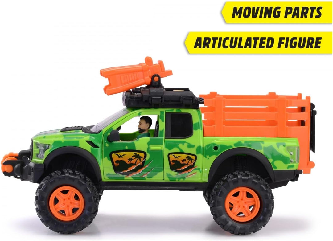 Dickie Toys - Dinosaurier-Fahrzeug Dino Hunter (25 cm) - Spielzeugauto Ford Raptor mit Licht & Sound