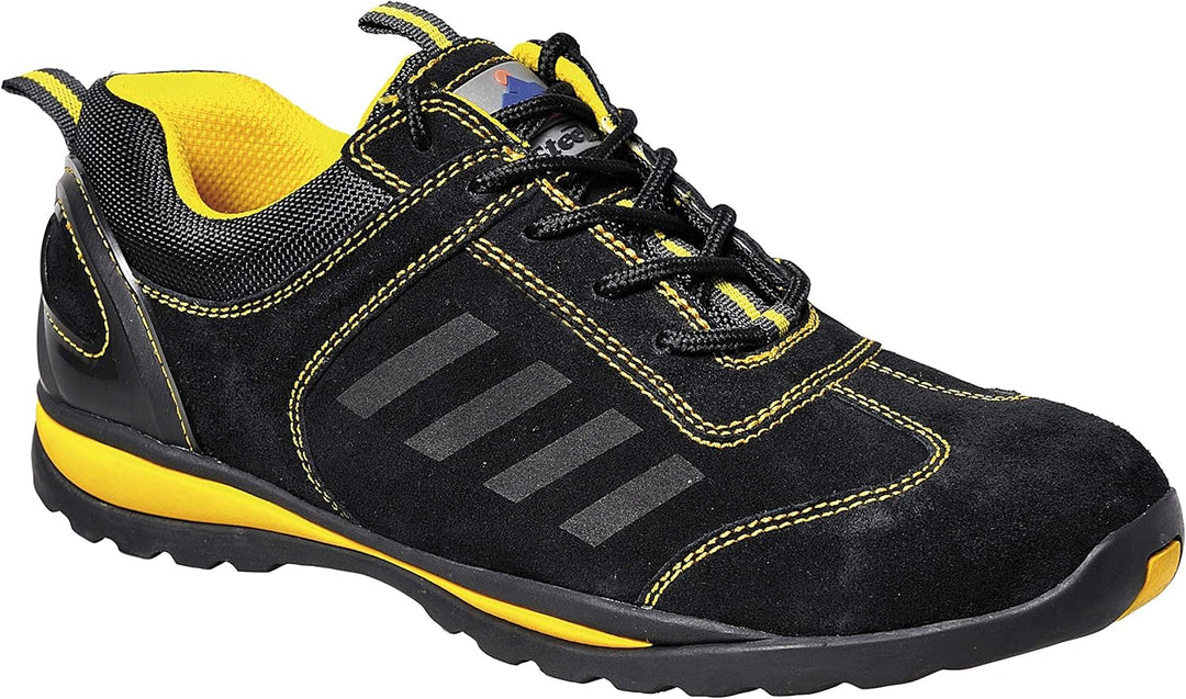 Portwest Steelite Lusum Sicherheits-Trainer S1P HRO, Grösse: 45, Farbe: Schwarz, FW34BKR45 45 EU Gel