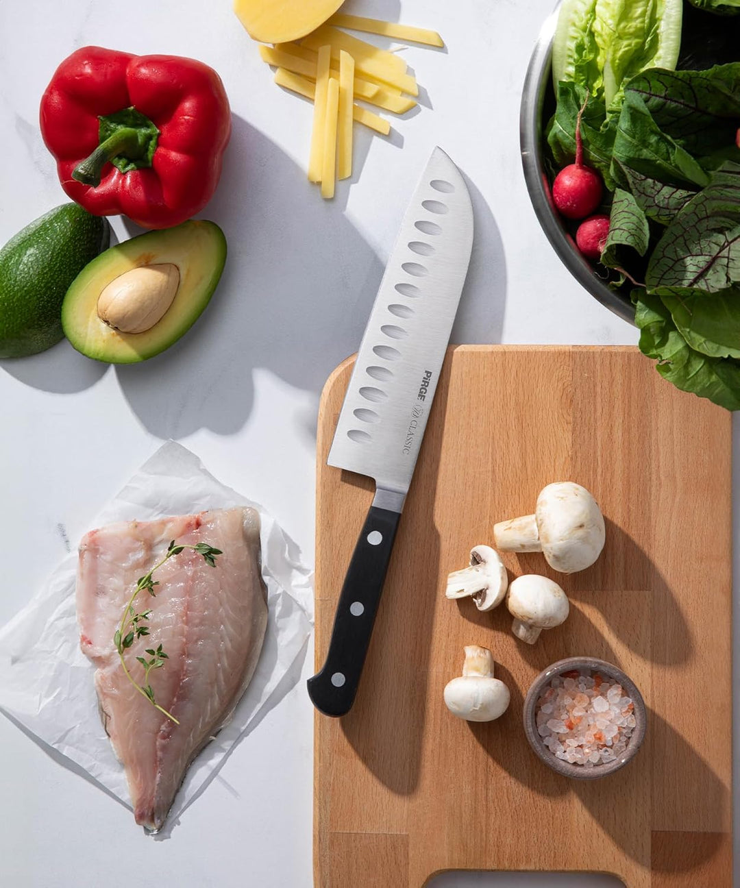 Pirge Classic Profi Messerset mit Tasche 7 Stück - Geschmiedet Messerset - Profi Kochmesser Set - Ed