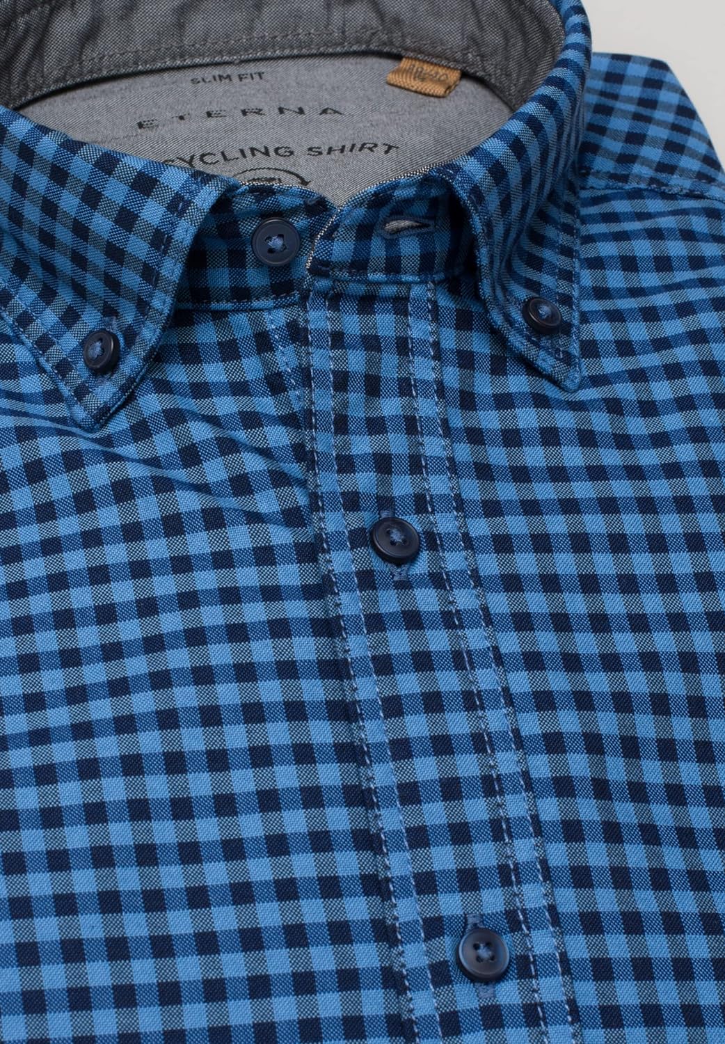 eterna Langarm Hemd Slim Fit Oxford kariert