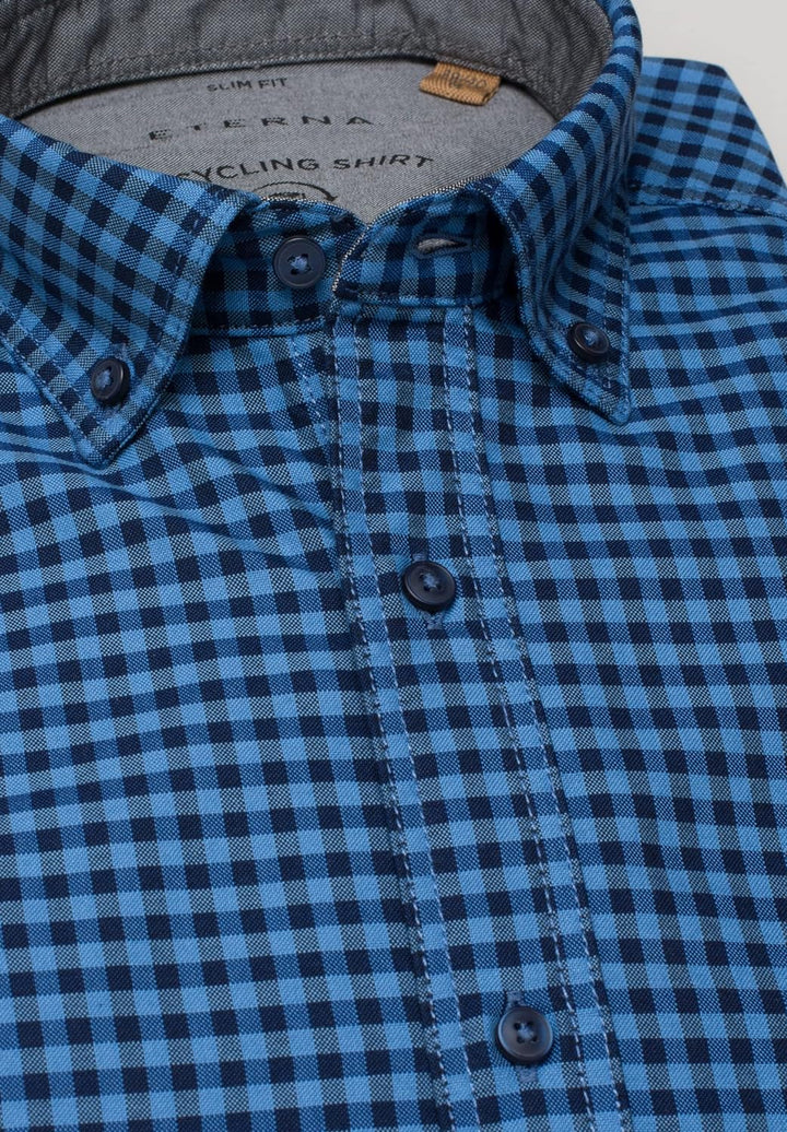 eterna Langarm Hemd Slim Fit Oxford kariert
