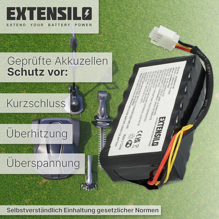 EXTENSILO Akku kompatibel mit AL-KO Robolinho 82, 82.8, 116, 3000, 3100, 4000, 4100 Rasenroboter Ras