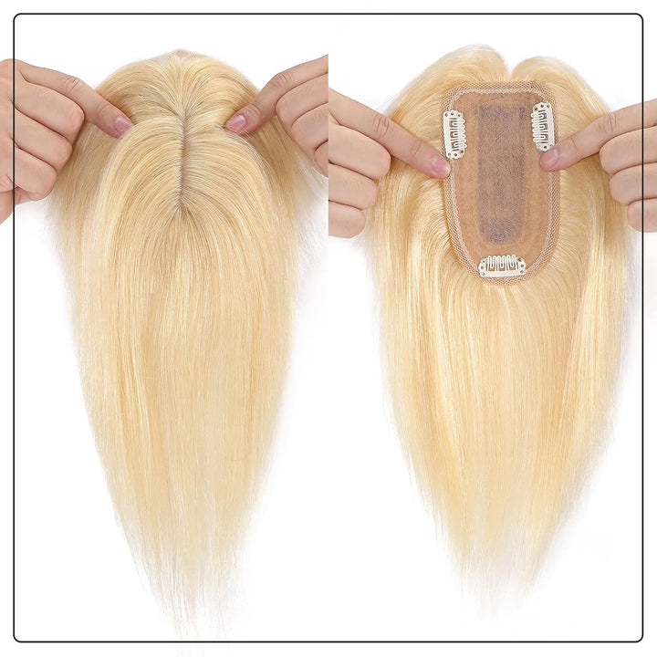 Silk-co Clip in Extension Echthaar Topeer Echthaar Haarteile Echthaar Toupet Haarverlängerung mit Fr