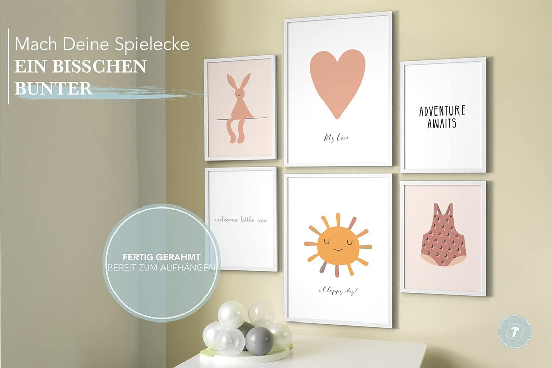 Papierschmiede® Bilder Kinderzimmer Kids Mood Poster Set Welcome Baby, Gerahmte Bilder fürs Kinderzi