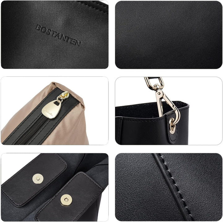 BOSTANTEN Leder Damen Handtasche Schultertasche Umhängetasche Designer Tasche Gross 1-a-schwarz, 1-a