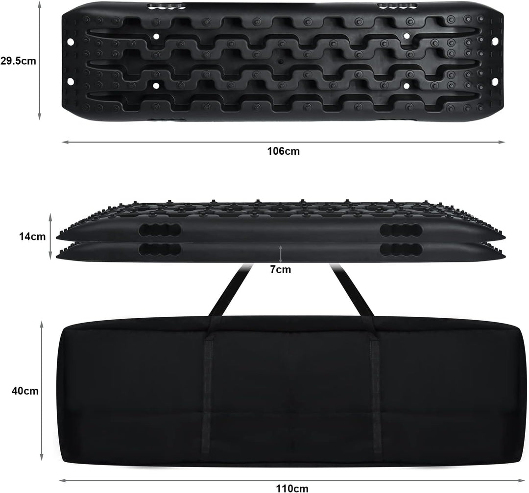 NAIZY 2x Sandbleche Offroad Traktionsmatte Kunstoff Anfahrhilfe Recovery Board Tracks mit Aufbewahru