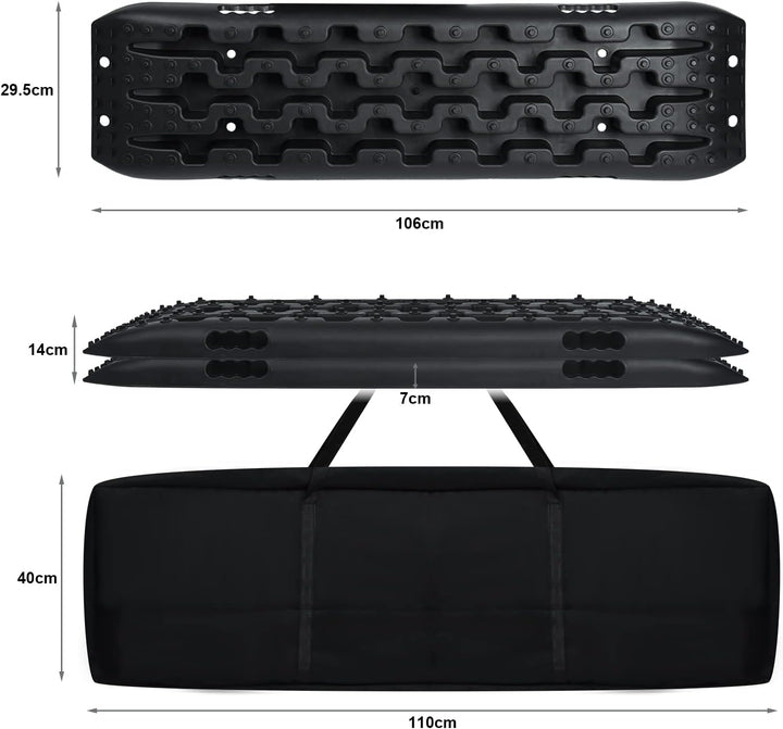 NAIZY 2x Sandbleche Offroad Traktionsmatte Kunstoff Anfahrhilfe Recovery Board Tracks mit Aufbewahru