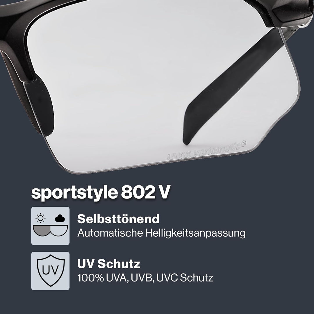 uvex sportstyle 802 V - Sportbrille für Damen und Herren - selbsttönend - beschlagfrei Einheitsgröss