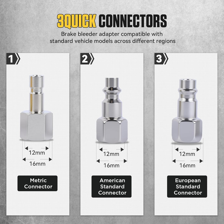 20-TLG Bremsenentlüftungsgerät Adapter mit 4 Quick Adapter, Bremsenentlüftungsadapter aus Metall für