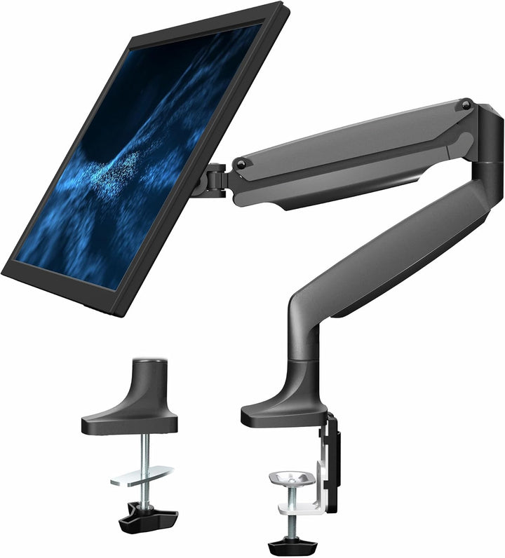VIVO STAND-V001Q Premium Aluminium höhenverstellbarer Einzelmonitor Gelenk-Tischhalterung mit pneuma